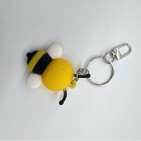 SET OF 2 Bee Bag Charms Keychains New Rubber/ PVC. Bag not included! - Picture 7 of 7